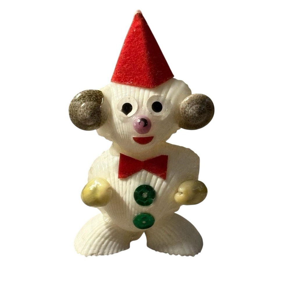 Sea Shell Clown Christmas Figurine Vintage Beach Decor Unique Handmade Nautical